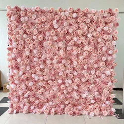 8x8ft Eco-Friendly Modern Wedding Backdrop Decor Pink Floral 3D Roll up Artificial Silk Rose Flower Wall Panel for Party Events - 100x100cm(39.37x39.37in) / 1#