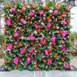 Wholesale Artificial Flower Wall 8ft X 8ft White Roll up Flower Wall Panel Silk Rose Wall Backdrop for Wedding Decoration - customizable / HQ267