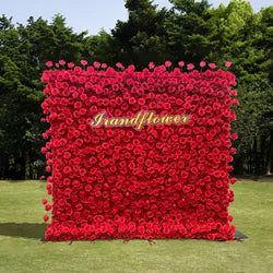 8x8 ft Silk Flower Wall Panel Square Artificial Floral Backdrop for Wedding Hotel Banquet Event Decoration