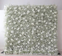A01 Custom Pink White Floral Wall Panel Backdrop 3D 5D Roll up Zipper Fabric Artificial Silk Rose Flower Wall for Wedding Decor - #4 419