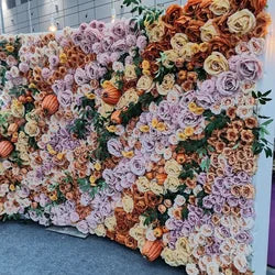 purple Flower Wall Oem Luxurious Beautiful Artificial Flowers Wall Panels Backdrop 8ft X 8ft Decoration for Wedding Party Home