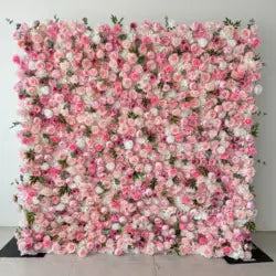 8x8ft Silk Handmade Rose Wall Artificial Flower 3D Wall Decor Roll Panel for Wedding Christmas Valentine's Day