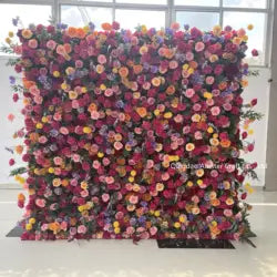High Quality 3D Silk Floral Panel Custom 5D/8D Artificial Rose Flower Wall Wedding Christmas Graduation Stage Background - #5