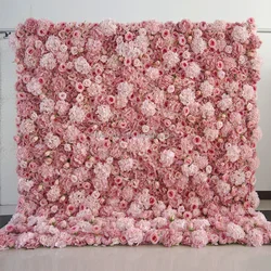 F198 Luxury Restaurant Wall Backdrop Decor Burgundy Flower Mat Artificial 3D 5D Red Faux Silk Rose Flower Wall for Wedding Event - 8ft x 8ft , 4ft x 8ft , 10ft x 8ft , or Custom / 42 flower wall