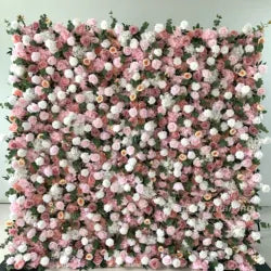 8x8ft Silk Handmade Rose Wall Artificial Flower 3D Wall Decor Roll Panel for Wedding Christmas Valentine's Day