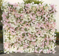 Hot Sale Luxury Custom-made Roll-up Artificial Flower Wall Pink & White Wedding Backdrop
