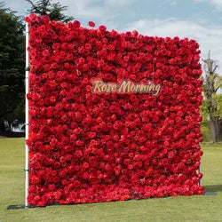 Wholesale Cloth Base Artificial Rose Flower Wall Background Wedding Decoration Sign-in Flower Row for Reception Flower Wall - 1*1m(3.28*3.28ft) / pink blue 2