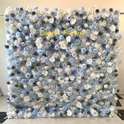 Custom OEM ODM Artificial Flower Wall 3D Mixed Silk Artificial Flowers Handmade Roll up Backdrop for Wedding Event Party Decor - 8ft*8ft, 10ft*10ft, Customized / FW672