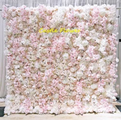O-W011 8ft X 8ft  Roll up Cloth Flower Wall Backdrop Events Wedding Decor Artificial Flowers Wall Silk Rose Wall Flower Decor - 60cm x 40cm,8ft *8ft, 10ft*10ft / #026