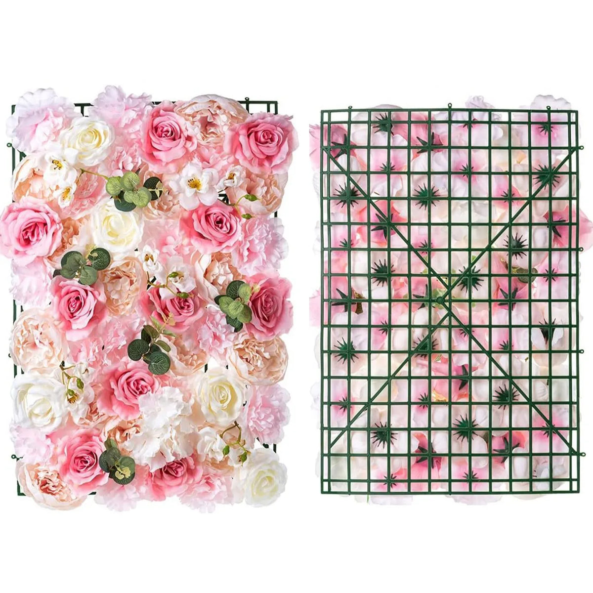 Artificial Silk Flower Wall Panel Realistic White and Red Rose Design for Wedding and Hotel Decoration