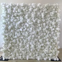 Wholesale Artificial Silk Rose Flower Wall Fabric Flower Wall Roll up Floral Wall Backdrop for Wedding Stage Decor