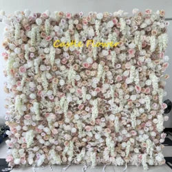 Customized 3D Silk Roll up Cloth Back Drop Panel 8ft X 8ft Wedding Events Artificial Red Rose Flower Wall Backdrop for Wedding - 8*8ft,10*10ft,Custom / 1
