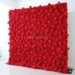 A01 Custom Pink White Floral Wall Panel Backdrop 3D 5D Roll up Zipper Fabric Artificial Silk Rose Flower Wall for Wedding Decor - #35 406