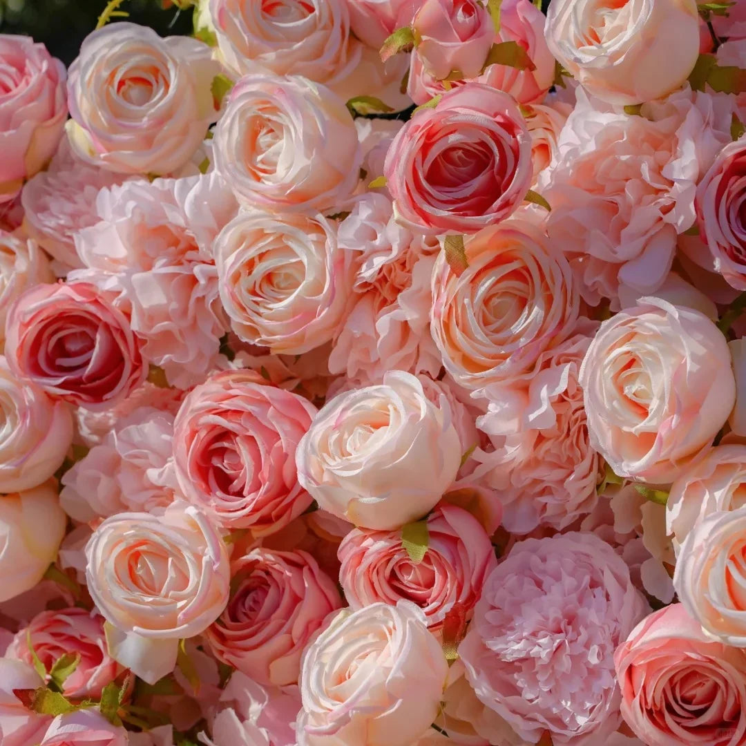 Ultra-realistic Customization Artificial Flower Wall 3D Red Rose Backdrop Silk Fabric Rollable Type