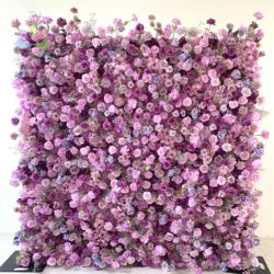 White Baby Breath Rose Artificial Flower Wall Backdrop Roll up 5D Simulation Floral Wall Wedding Banquet Hall Event Photo - 1*1ft / #4