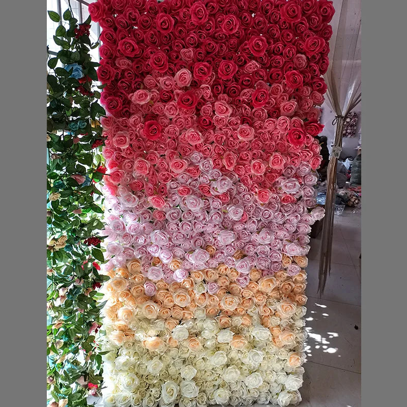 8*8ft Customized 3D Plant Backdrop Fabric Rose Artificial Flower Wall Decor for Home Party Wedding Baby Shower Halloween