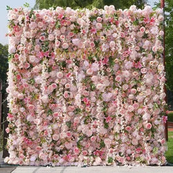 2x2M Flower Wall Panel 3D Silk Rose Floral Wall Decor for Wedding Home Decor Background Shop Party Photo Arrangement - A13 / 1x1 m (3.28x3.28ft)