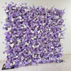 W-B041 New Purple Flower Wall 5D Rolled up Backdrop Flower Wall Party Wedding Decorative Flowers Wall for Birthday Party - 8ft*8ft, 10ft*10ft, custome / FW771