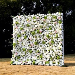 Wholesale Cloth Base Artificial Rose Flower Wall Background Wedding Decoration Sign-in Flower Row for Reception Flower Wall - 1*1m(3.28*3.28ft) / light pink 24