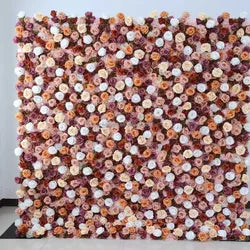 EG-M041 5D 8ft X 8ft Roll up Fabric Flower Wall Artificial Rose White Flower Wall for Wedding Backdrop Decoration - 1 Square Meter / Black 08