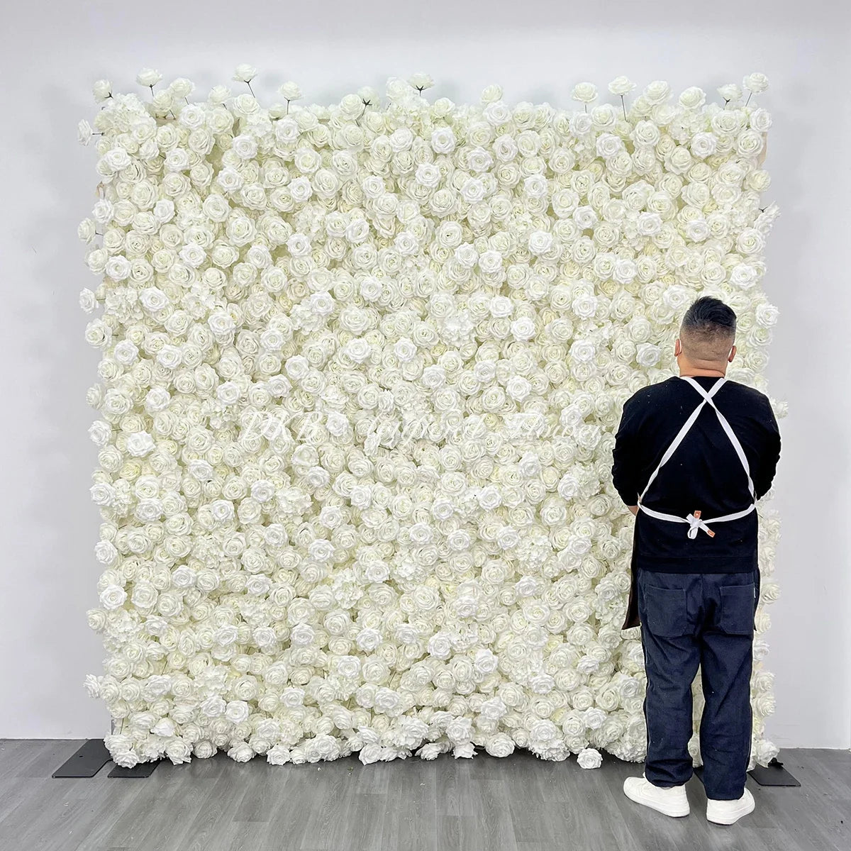 Party Wall Decorations 5D/8D Artificial Silk White Roll up Rose Flower Wall for Wedding Home Party Decoration Stage Backdrop