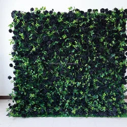 EG-M041 5D 8ft X 8ft Roll up Fabric Flower Wall Artificial Rose White Flower Wall for Wedding Backdrop Decoration - 1 Square Meter / White and Green 01
