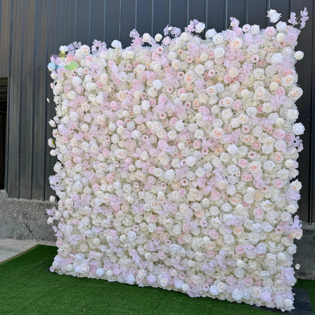White Baby Breath Rose Artificial Flower Wall Backdrop Roll up 5D Simulation Floral Wall Wedding Banquet Hall Event Photo