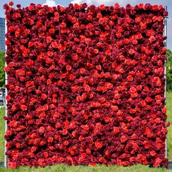 Wholesale Cloth Base Artificial Rose Flower Wall Background Wedding Decoration Sign-in Flower Row for Reception Flower Wall - 1*1m(3.28*3.28ft) / blue purple 13