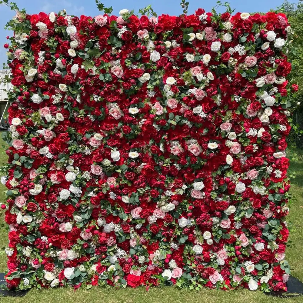 Wholesale Wall Wedding Flower Backdrop Pink Rose Panels Floral Wall Backdrop Flower Wall for Event Decoration Artificial Flower