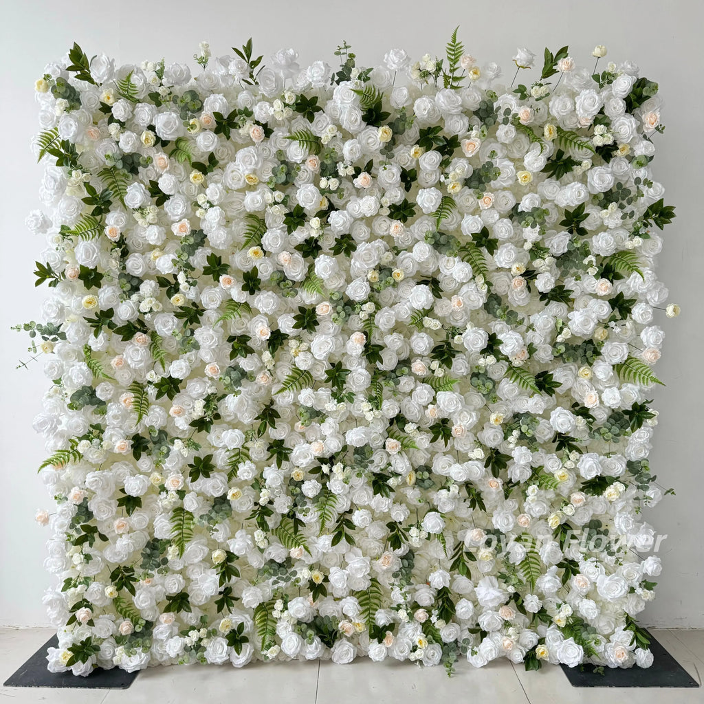 Cheap Artificial Rose Flower Wall Panel Backdrop Roll up 8ft X 8ft Flower Wall for Wedding Party Event Decoration