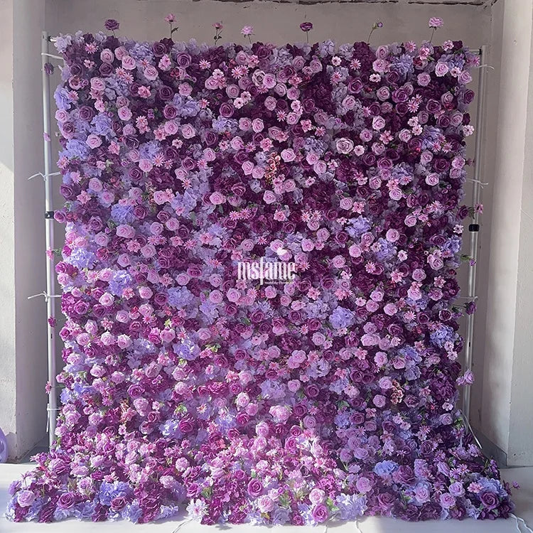 MSFAME Hydrangea Flowers Walls Lavender White Lilac 3D Backdrop Purple Flower Wall Decor