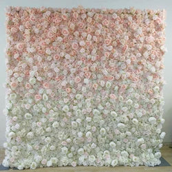 O-W011 8ft X 8ft  Roll up Cloth Flower Wall Backdrop Events Wedding Decor Artificial Flowers Wall Silk Rose Wall Flower Decor - 60cm x 40cm,8ft *8ft, 10ft*10ft / #012