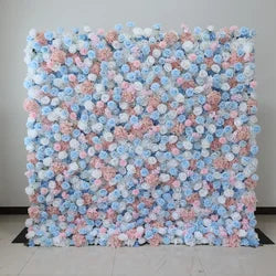 EG-M041 5D 8ft X 8ft Roll up Fabric Flower Wall Artificial Rose White Flower Wall for Wedding Backdrop Decoration - 1 Square Meter / Purple 13