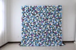 Custom 3D White Plastic Fabric Handmade Artificial Rose Flower Wall Wedding Mother's Day Background Decoration - CB-036 / 40*60cm(15.75*23.62in)