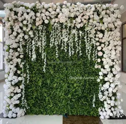 High Quality 3D Silk Floral Panel Custom 5D/8D Artificial Rose Flower Wall Wedding Christmas Graduation Stage Background - #19