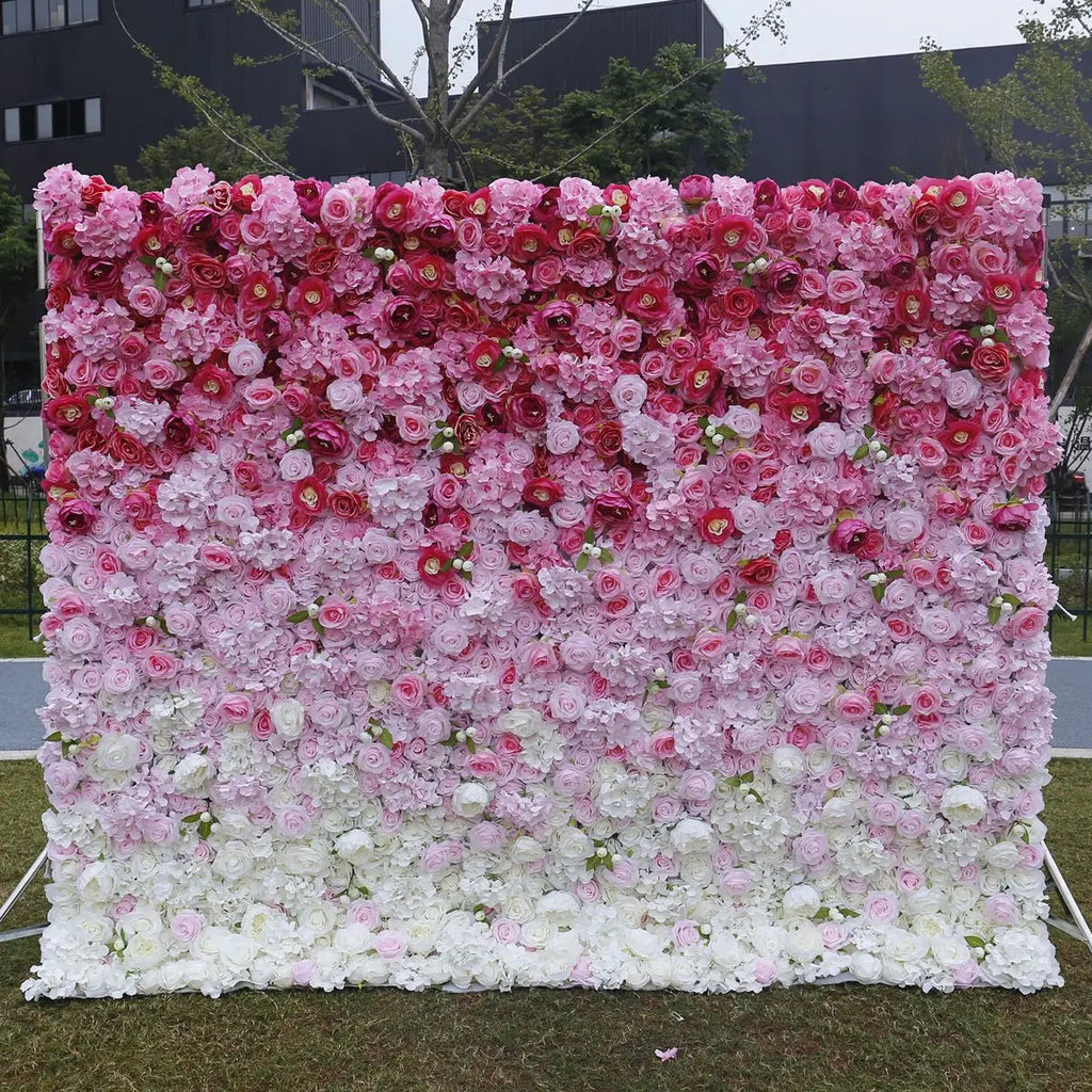 5D Red Rose Flower Wall Artificial Floral Backdrop Roll up Wedding Party Decoration