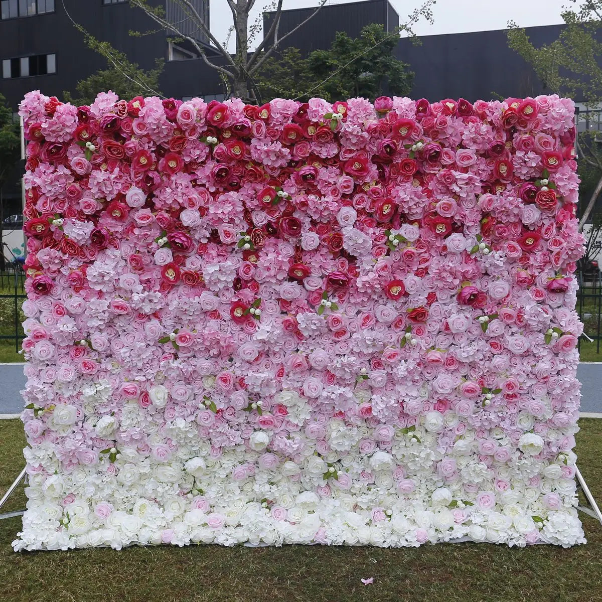 5D Red Rose Flower Wall Artificial Floral Backdrop Roll up Wedding Party Decoration