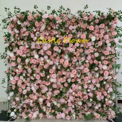 Custom OEM ODM Artificial Flower Wall 3D Mixed Silk Artificial Flowers Handmade Roll up Backdrop for Wedding Event Party Decor - 8ft*8ft, 10ft*10ft, Customized / FW667