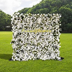 8x8 ft Silk Flower Wall Panel Square Artificial Floral Backdrop for Wedding Hotel Banquet Event Decoration - 8ft*8ft / JB 3