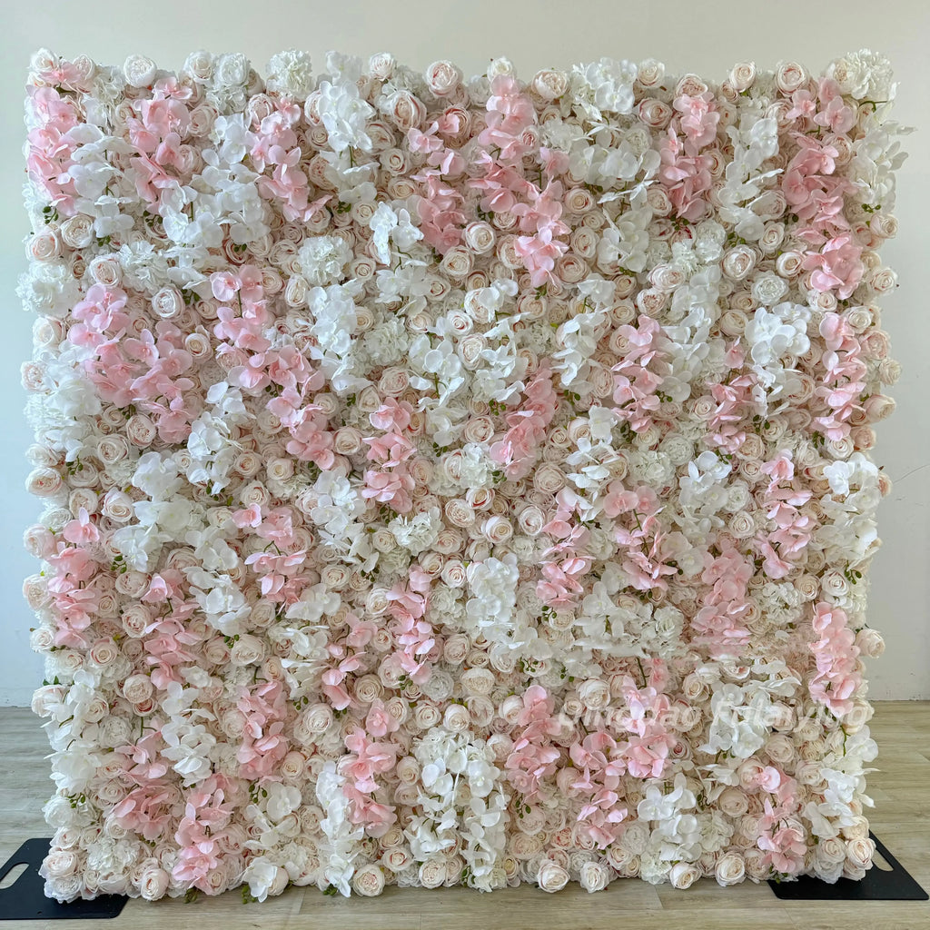 Factory Wholesale Price Silk Artificial High Quality Flower Wall Stand 8ft Customizable Size Wedding Backdrop Decor