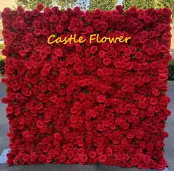 O-W011 8ft X 8ft  Roll up Cloth Flower Wall Backdrop Events Wedding Decor Artificial Flowers Wall Silk Rose Wall Flower Decor - 60cm x 40cm,8ft *8ft, 10ft*10ft / #025