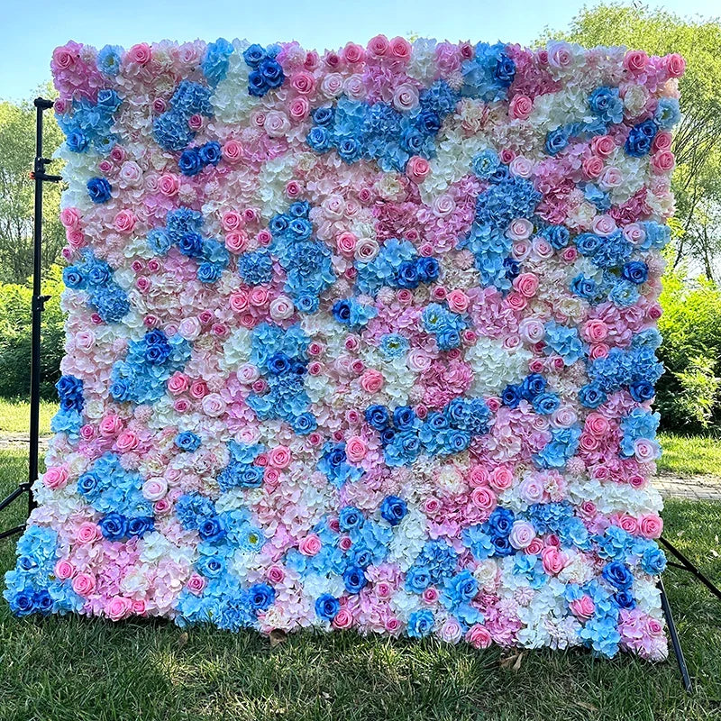 MYFW High-quality Customized 5D 3D Flower Wall Backdrop Silk Artificial Decorative Flower Wall Pink Wedding Rose Wall Penels