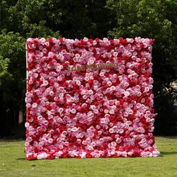 Wholesale Cloth Base Artificial Rose Flower Wall Background Wedding Decoration Sign-in Flower Row for Reception Flower Wall - 1*1m(3.28*3.28ft) / purple 6