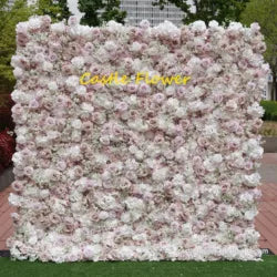 Customized 3D Silk Roll up Cloth Back Drop Panel 8ft X 8ft Wedding Events Artificial Red Rose Flower Wall Backdrop for Wedding - 8*8ft,10*10ft,Custom / 13