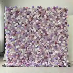 EG-M041 5D 8ft X 8ft Roll up Fabric Flower Wall Artificial Rose White Flower Wall for Wedding Backdrop Decoration - 1 Square Meter / White 27