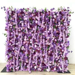 Custom OEM ODM Artificial Flower Wall 3D Mixed Silk Artificial Flowers Handmade Roll up Backdrop for Wedding Event Party Decor