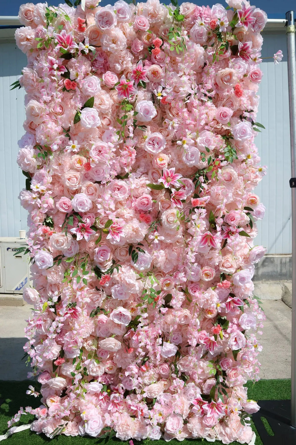 Handmade Artificial Pink Lily Rose Flower Wall Popular Photo-Taking Background Wedding Shopping Mall Window Decoration Wall