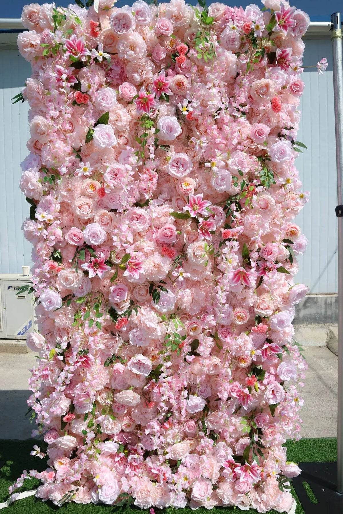 Handmade Artificial Pink Lily Rose Flower Wall Popular Photo-Taking Background Wedding Shopping Mall Window Decoration Wall