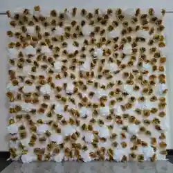 EG-M041 5D 8ft X 8ft Roll up Fabric Flower Wall Artificial Rose White Flower Wall for Wedding Backdrop Decoration - 1 Square Meter / Yellow 09