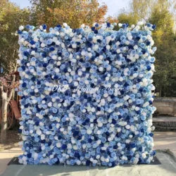 Wholesale Artificial Flower Wall 8ft X 8ft White Roll up Flower Wall Panel Silk Rose Wall Backdrop for Wedding Decoration